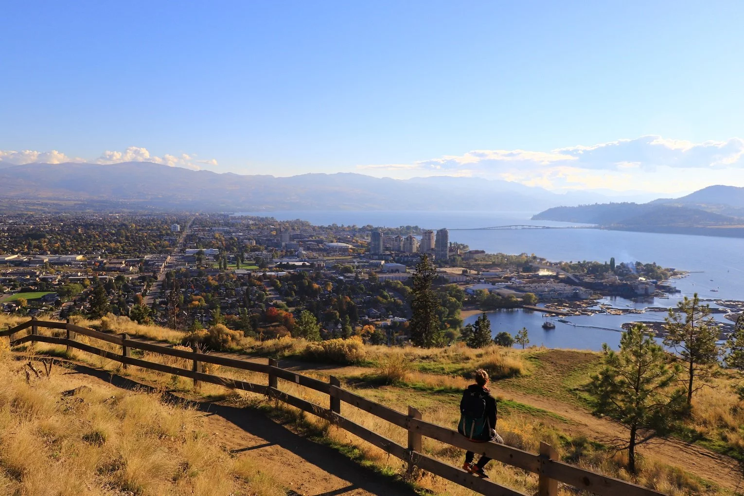 Knox Mountain Apex trail overlooking City of Kelowna travelling Kelowna on a budget